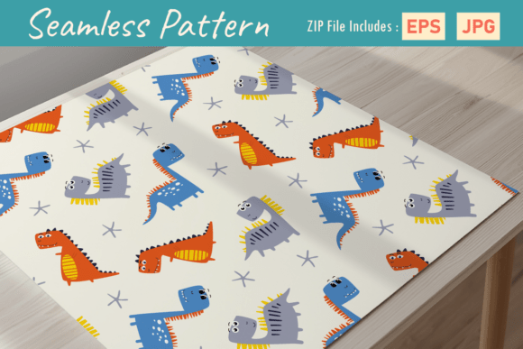 Download Cute Dinosaur Seamless Kids Pattern - Seamless kids pattern Collection