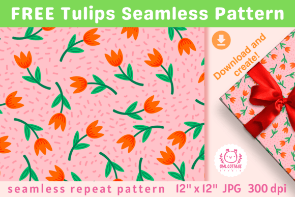 Download FREE Spring Tulips Seamless Pattern - Spring Collection