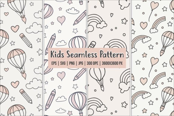 Download Cute Seamless Kids Pattern Bundle - Seamless kids pattern Collection