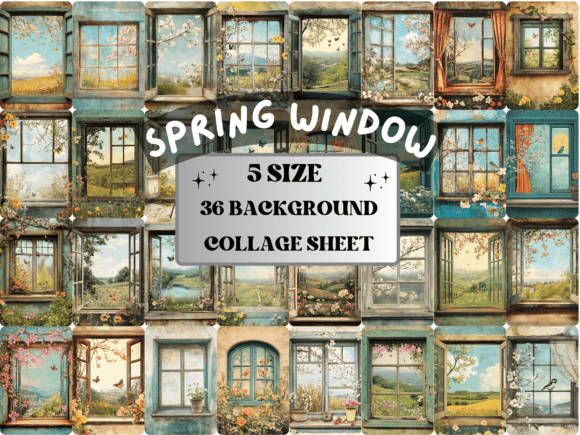 Download Whimsical Spring Window Collage Paper - Spring Collection