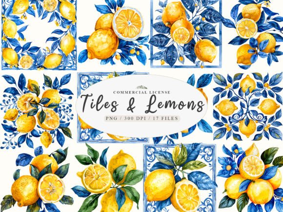 Download Portuguese Tiles, Lemon Branch Print - Premium Bundle