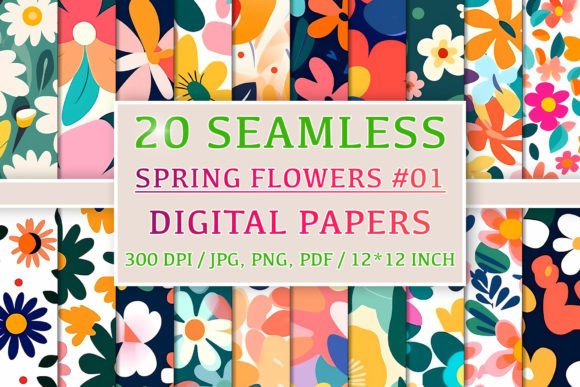 Download 20 Seamless Spring Flower Patterns #1 - Spring Collection