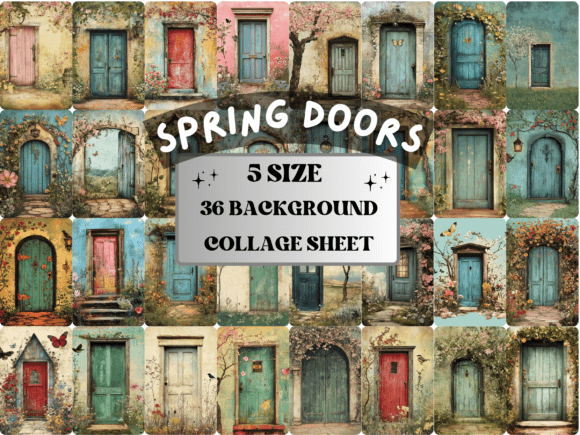 Download Whimsical Spring Door Collage Paper - Spring Collection