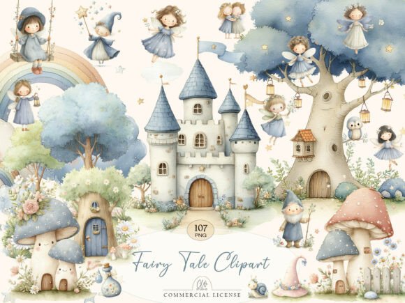 Download Fairy Tale Watercolor Clipart - Fairy tale Collection