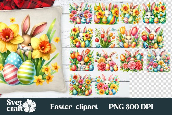 Download Easter Bunny Eggs Spring Flower Clipart - Spring Collection