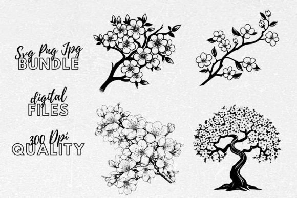 Download Cherry Blossom SVG - Tree Branch Clipart - Premium Bundle