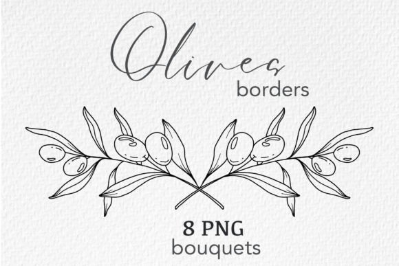 Download Olive Branches LINE ART. OLIVES CLIPART - Branch Collection