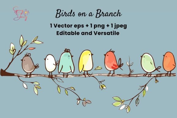 Download Birds on a Branch Vector EPS PNG CLIPART - Premium Resources
